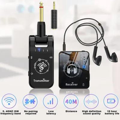 Wireless in Ear Monitor System Rechargeable Transmitter Receiver 40M Transmission for Studio Band
