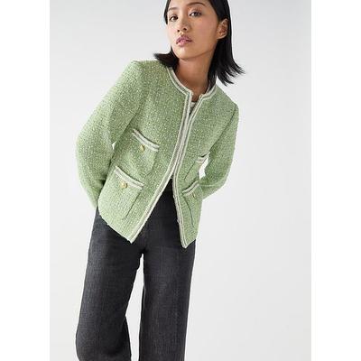 Charlie Petite Green & Birch Tweed And Trim Jacket, Green