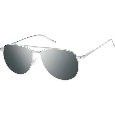 Zenni Retro Aviator Rx Sunglasses Silver Stainless Steel Full Rim Frame