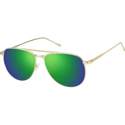 Zenni Retro Aviator Rx Sunglasses Gold Stainless Steel Full Rim Frame