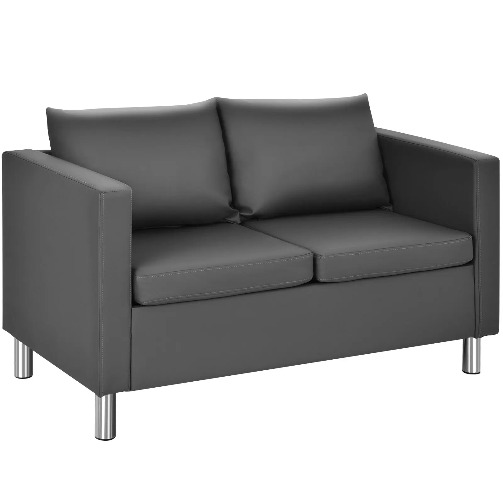 2 Sitzer Sofa mit Kissen, Sofagarnitur Kunstleder, Couchgarnitur perfekt für Zuhause und Büro, grau Image