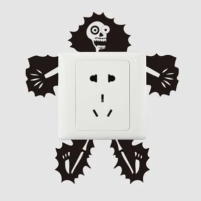 Elektrizität Skelett Mann Schalter Aufkleber Kinderzimmer Badezimmer Wandaufkleber Selbstklebend Halloween Spaß Modestil Image
