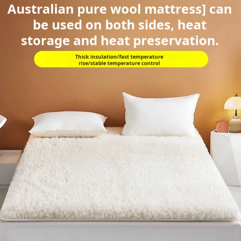 Matratze aus reiner Wolle, Schlafsaal, verdickte warme Matratze, gepolsterte Matratze, Schlafzimmer, Tatami-Matte, Winter-Wollkissen-Matratze Image