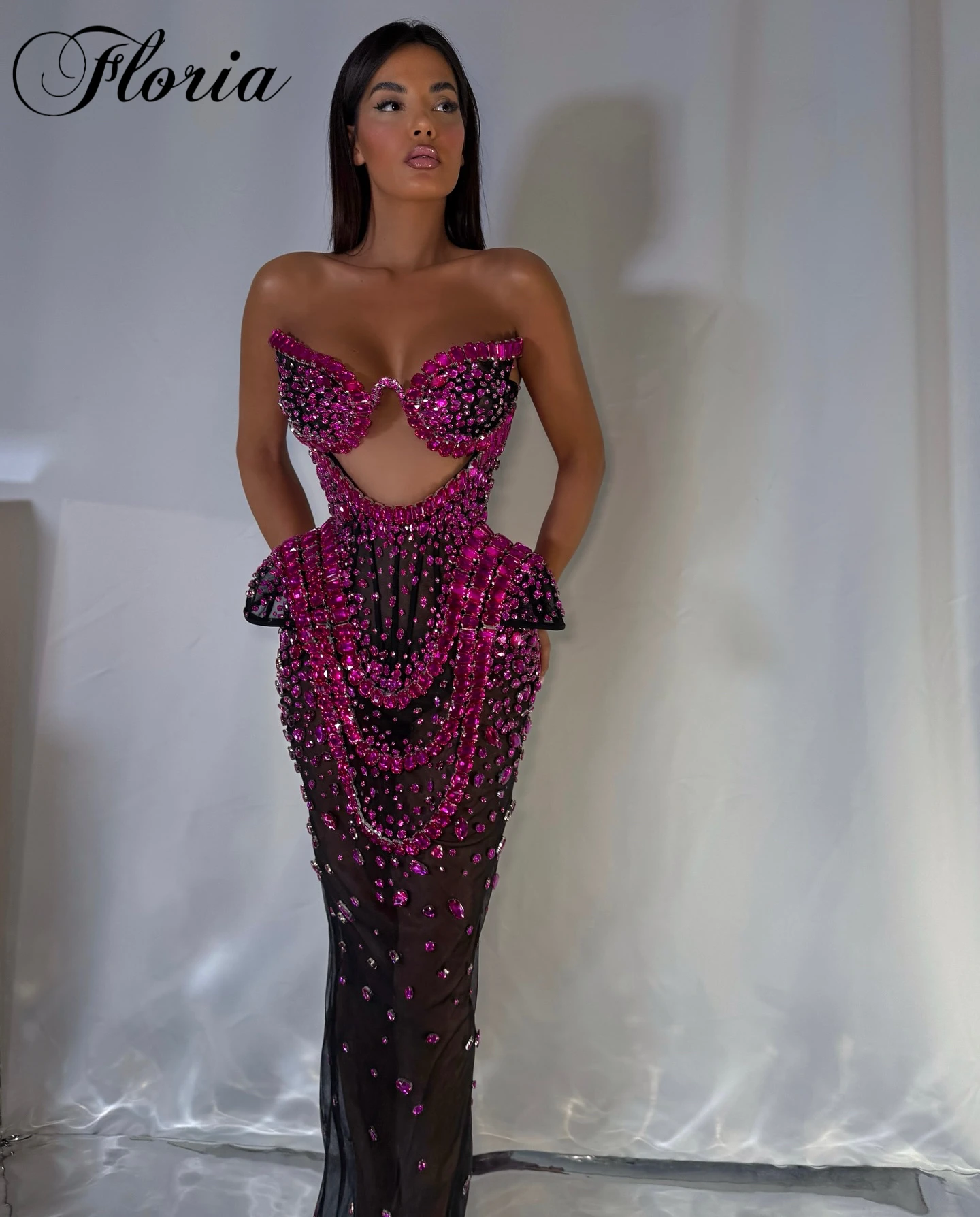 Luxus Kristalle Prom Kleider Meerjungfrau Spezielle Backless Grand Abend Party Kleider Celebrity Kleider Vestidos De Noche Angepasst Image