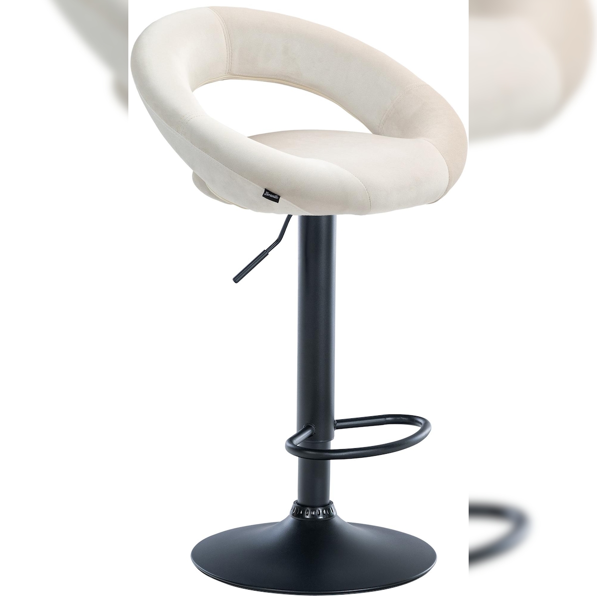 CLP Barhocker Olinda Samt creme/schwarz Image