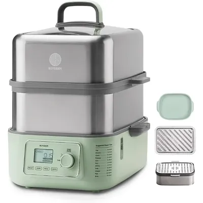 G67US-A503 Electric Food Steamer for Cooking, 2 Tire Stainless Steel Steamer with Manual Mode,