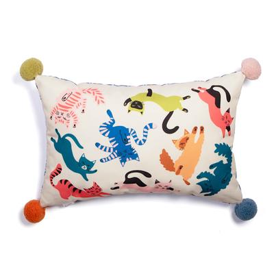 Jupiter Chaotic Cats Pom Pillow, 18" L X 12" W X 3" H