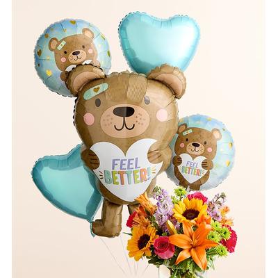 1-800-Flowers Flower Delivery Floral Embrace W/ Feel Better Bear Balloon Bouquet Large