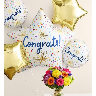 1-800-Flowers Flower Delivery Fields Of Europe Celebration W/ Congrats Balloon Bouquet Large