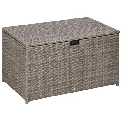 113 Gallon Deck Box, Rattan Outdoor Storage Box, Waterproof Storage Container for Indoor, Pool Toys, Garden Tools
