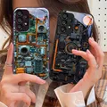 Dispositivo meccanico nero per Samsung Galaxy S10 4G S20 11E 30 S21 22 S24 Fe Pro S23 S25 Ultra 5G S9 Custodia in vetro temperato per telefono