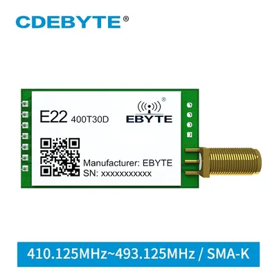 LoRa Modul CDEBYTE E22-400T30D 433 MHz 30 dBm 8 km SMA-K Antenne DIP TTL 3,3 V-5 V LoRa UART Image