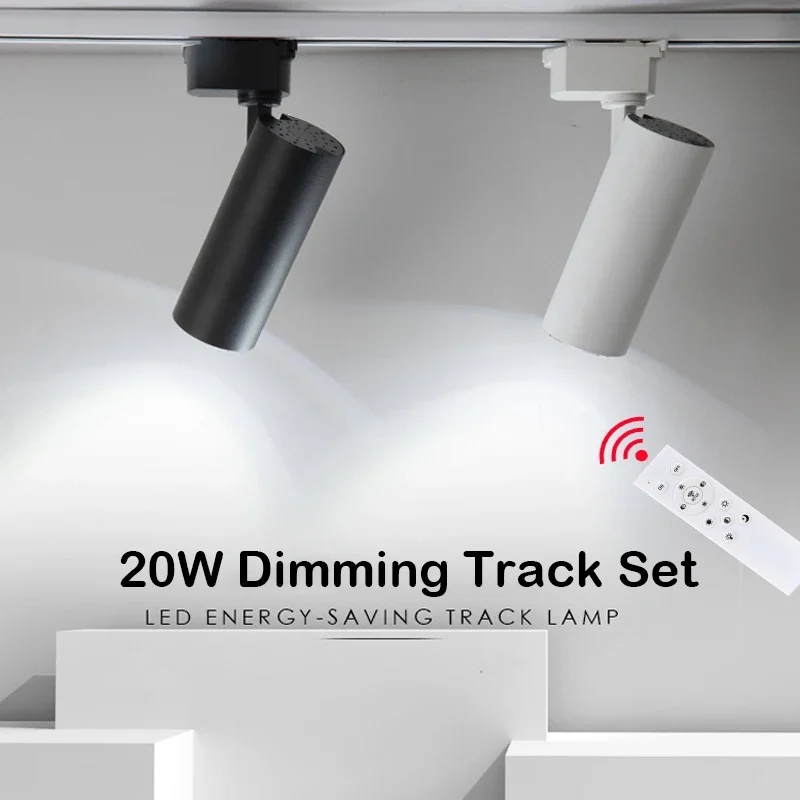 Schienenlicht, Decke, dimmbar, Schienenbeleuchtung, Schienenlampen-Set, 20 W, Spot-LED für Schlafzimmer, Beleuchtung, Bekleidungsgeschäft, Zuhause, LED-Schienenleuchten Image
