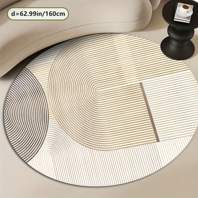 TEMU 1pc Zulida Round Area Rug, Modern Geometric Pattern, Non-slip, Machine Washable, Low Pile, Polyester Fiber, Indoor & Garden Use, Easy To Clean, Multiple Sizes Image