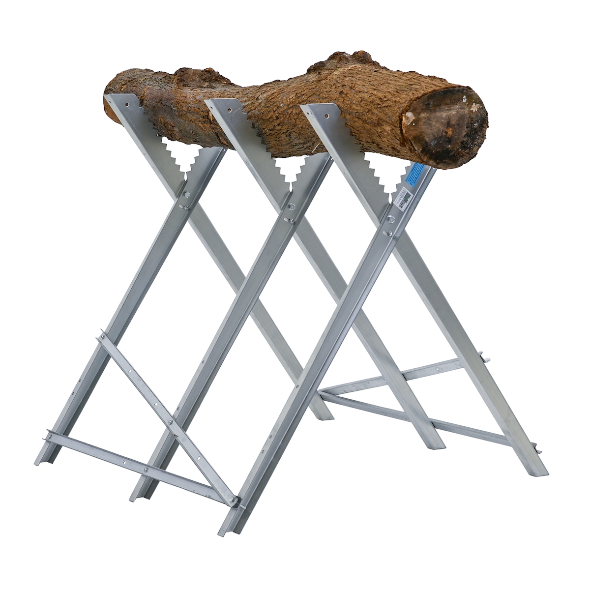 Baumarktplus Holzsägebock klappbar 82x80x77 cm Stahl verzinkt 150 kg Traglast Kettensägebock für Holzsägearbeiten Image