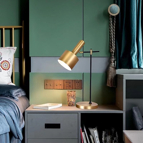 schreibtischlampe zum lesen led 22,25" metall tischlampe licht für büro schlafzimmer arbeitszimmer wohnzimmer nachttisch nachttischlampen messing gold akzent 5w birne enthalten Image
