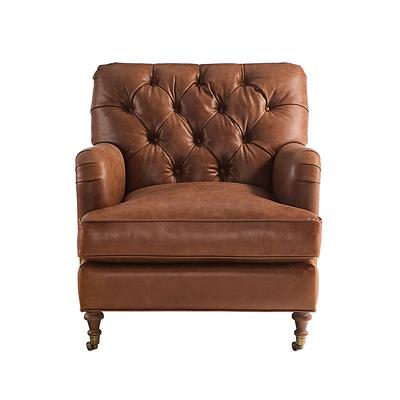 Maggie Leather Chair - Taupe Leather, Latte - Ballard Designs