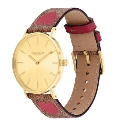 Coach Accessories | Coach Nwt Women's Perry Brown Leather Heart Strap Watch | Color: Brown/Gold | Size: Os