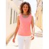 Shirttop CASUAL LOOKS, Damen, Gr. 52, rosa (flamingo), 95% Baumwolle, 5% Elasthan, unifarben, Rundhals, ohne Ärmel, Tops