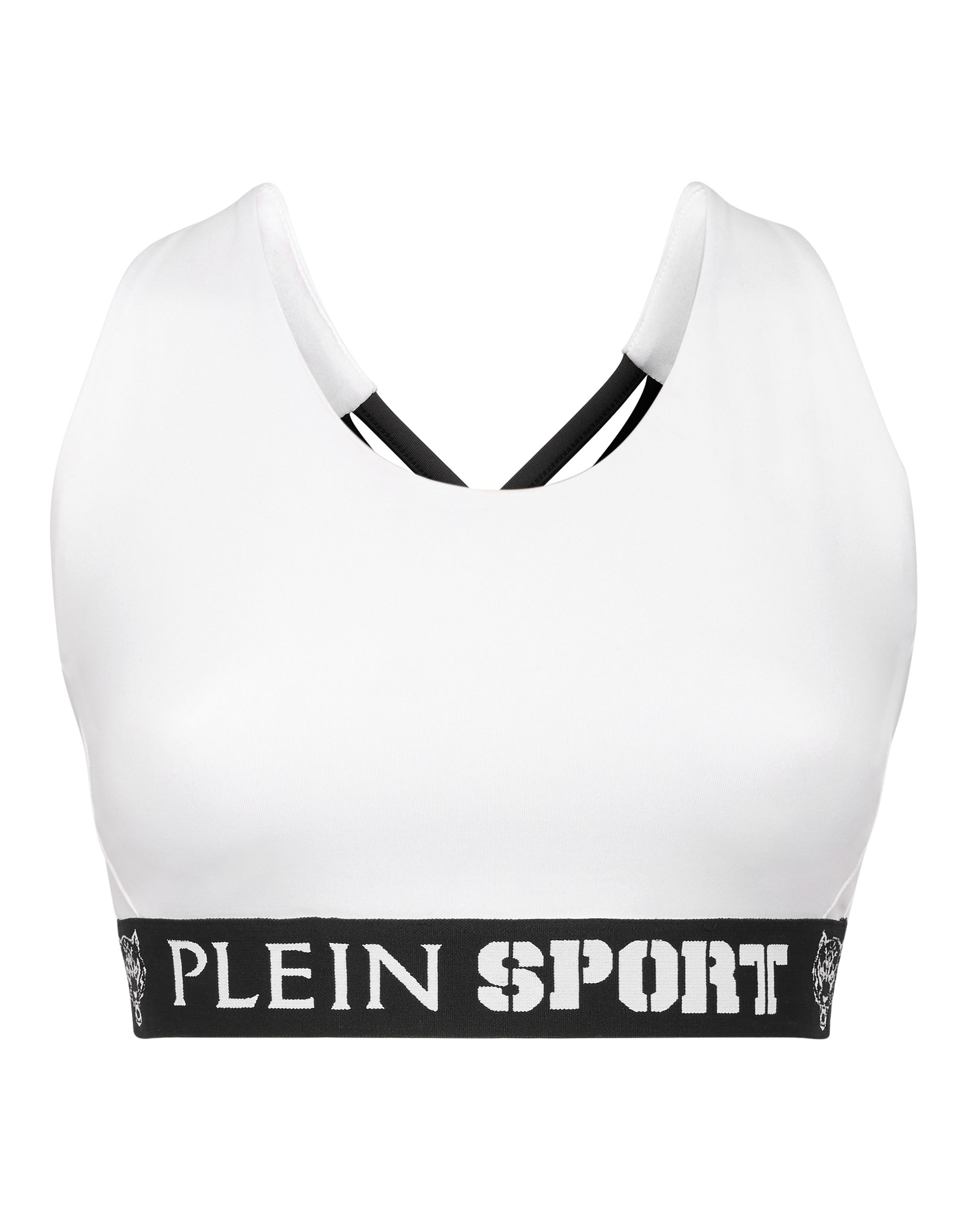 Lauftop PLEIN SPORT "Sport Top", Damen, Gr. XS, weiß (01, weiß), Obermaterial: 90% Polyester, 10% Elasthan, Tops