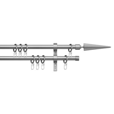 Gardinenstange INDEKO "Parma" Gr. 4, silber (silberfarben), L:240cm Ø:16mm, Stahl, Gardinenstangen, Komplett-Set inkl. Ringen und Montagematerial Image