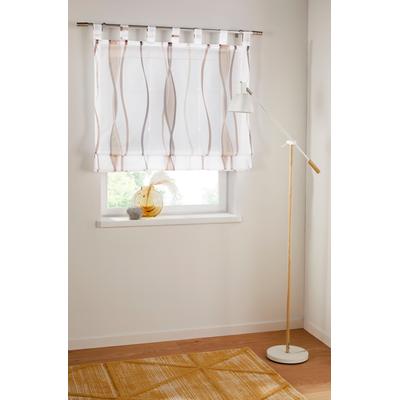 Raffrollo MY HOME "Dimona" Gr. 4, grau (weiß, taupe), B:100cm H:140cm, Voile, Obermaterial: 100% Polyester, Raffrollos, Transparent, Voile, Polyester Image