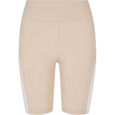 Radlerhose URBAN CLASSICS "Urban Classics Damen Ladies Color Block Cycle Shorts", Damen, Gr. XS, US-Größen, beige (softseagrass, weiß), 80% Polyimid, 20% Elasthan, unifarben, skinny fit, Hosen Image