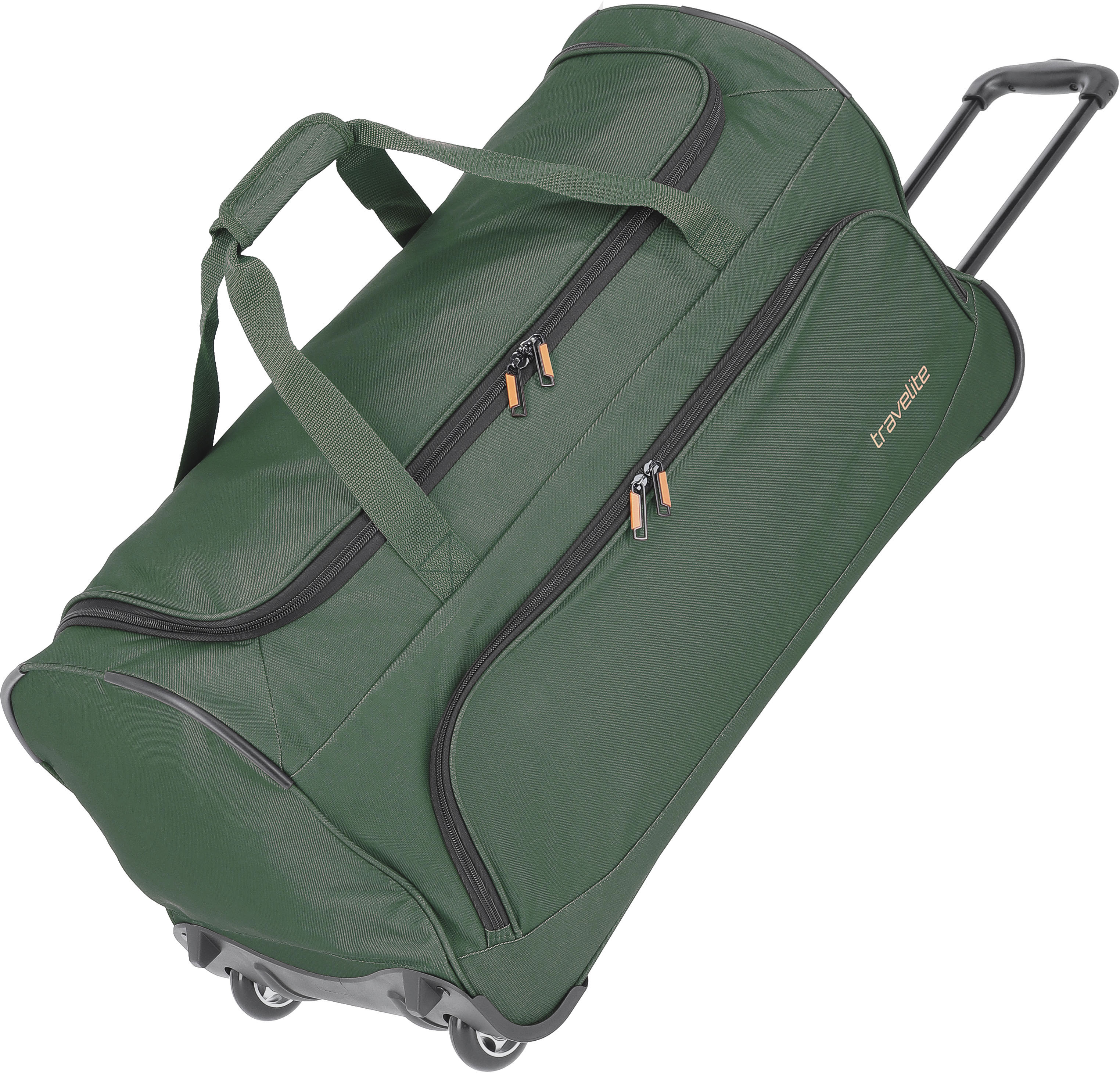 Reisetasche TRAVELITE "Basics Fresh, 71 cm, schwarz", Gr. B/H/T: 71cm x 36cm x 35cm, grün (dunkelgrün), Polyester, Taschen, Duffle Bag Reisegepäck Reisebag mit Rollen Image
