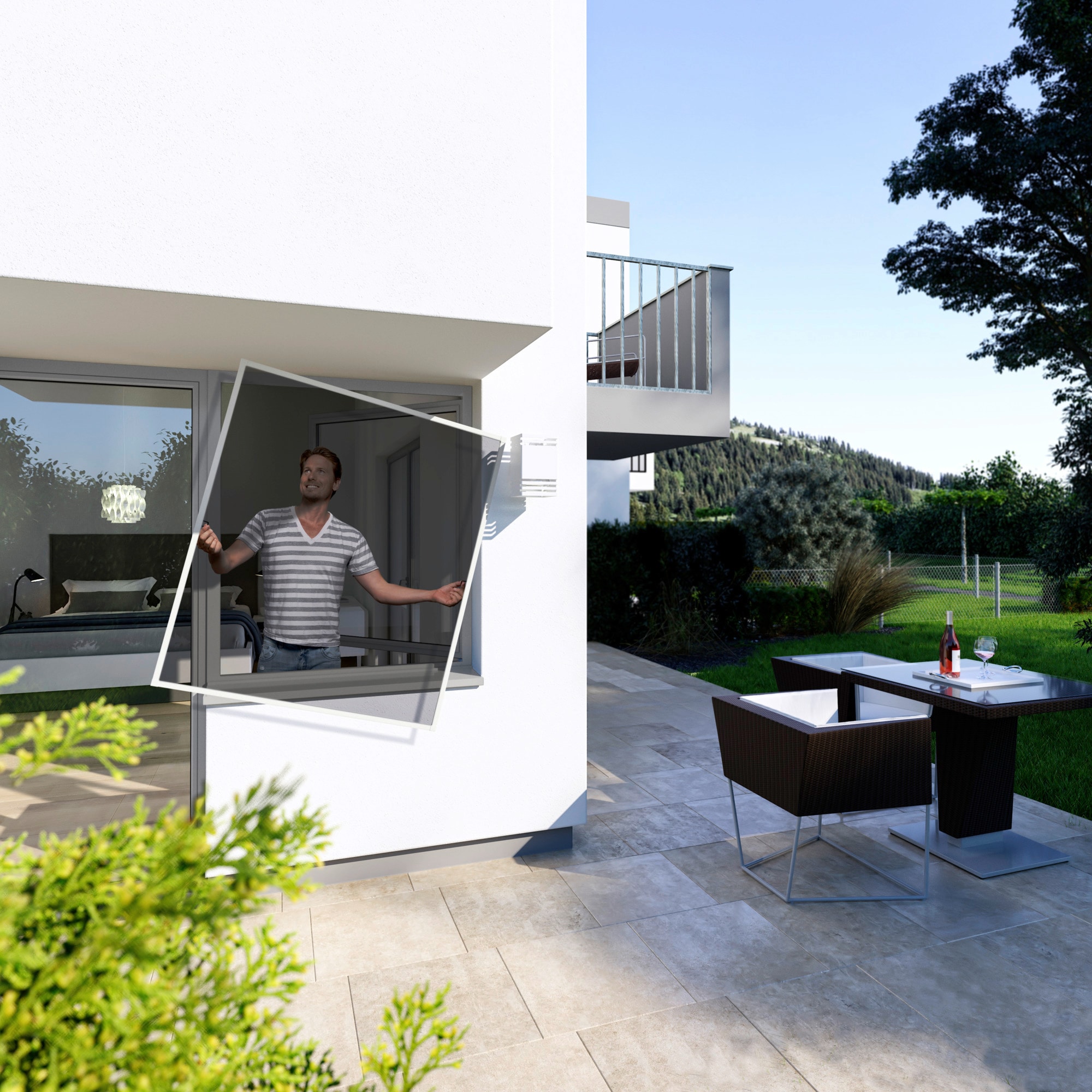 Insektenschutz-Fensterrahmen WINDHAGER, weiß (rahmen: weiß gewebe: schwarz), B:100cm H:120cm, Insektenschutzgitter, BxH: 100x120 cm