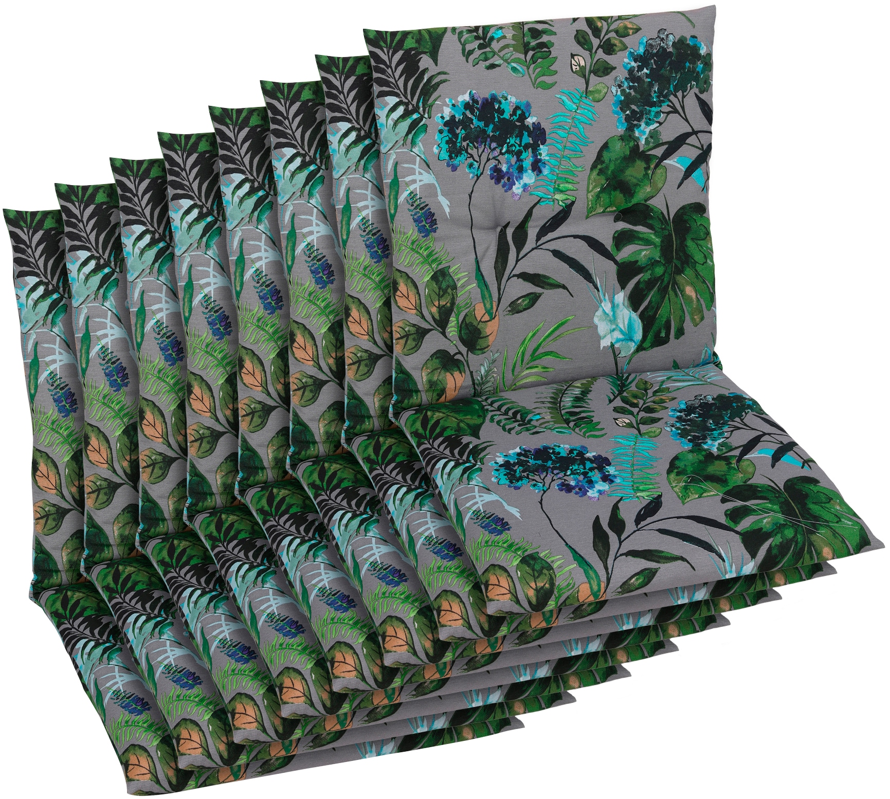 Sitzauflage GO-DE, bunt (grün, anthra), B:48cm H:5cm T:98cm, Baumwolle, Polyester, Polyurethan, Polsterauflagen, Maße ca.: 48 cm x 98 cm x 5 cm