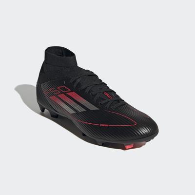 Fußballschuh ADIDAS PERFORMANCE "F50 LEAGUE MID FG/MG", Gr. 43, core schwarz, iron metallic, lucid rot, Synthetik, Textil, sportlich, Schuhe Image