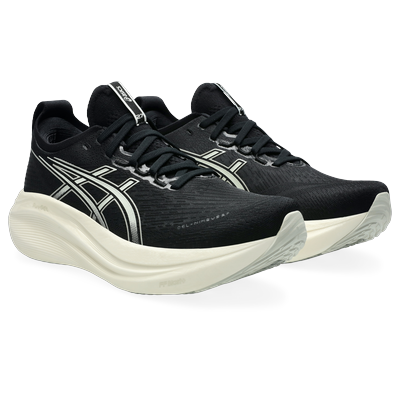 Laufschuh ASICS "GEL-NIMBUS 27", Gr. 43,5, schwarz, lake grau, Textil, sportlich, Schuhe