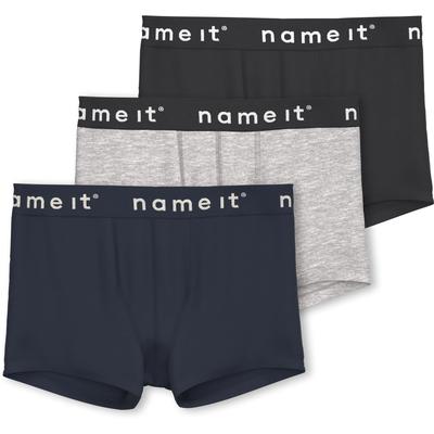 Boxer NAME IT "NKMBOXER für Jungen mit Stretchbund und bequemem Sitz", Baby, Gr. 146/152, schwarz, Jersey, Obermaterial: 95% Baumwolle, 5% Elasthan, unifarben, eng, Unterhosen, eng, Jersey, Logoschriftzug, angesetztes Bündchen Image