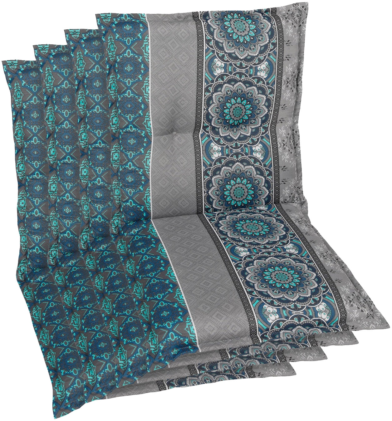 Sitzauflage GO-DE, blau, B:50cm H:7cm T:100cm, Baumwolle, Polyester, Polyurethan, Polsterauflagen, Maße ca.: 50 cm x 100 cm x 7 cm