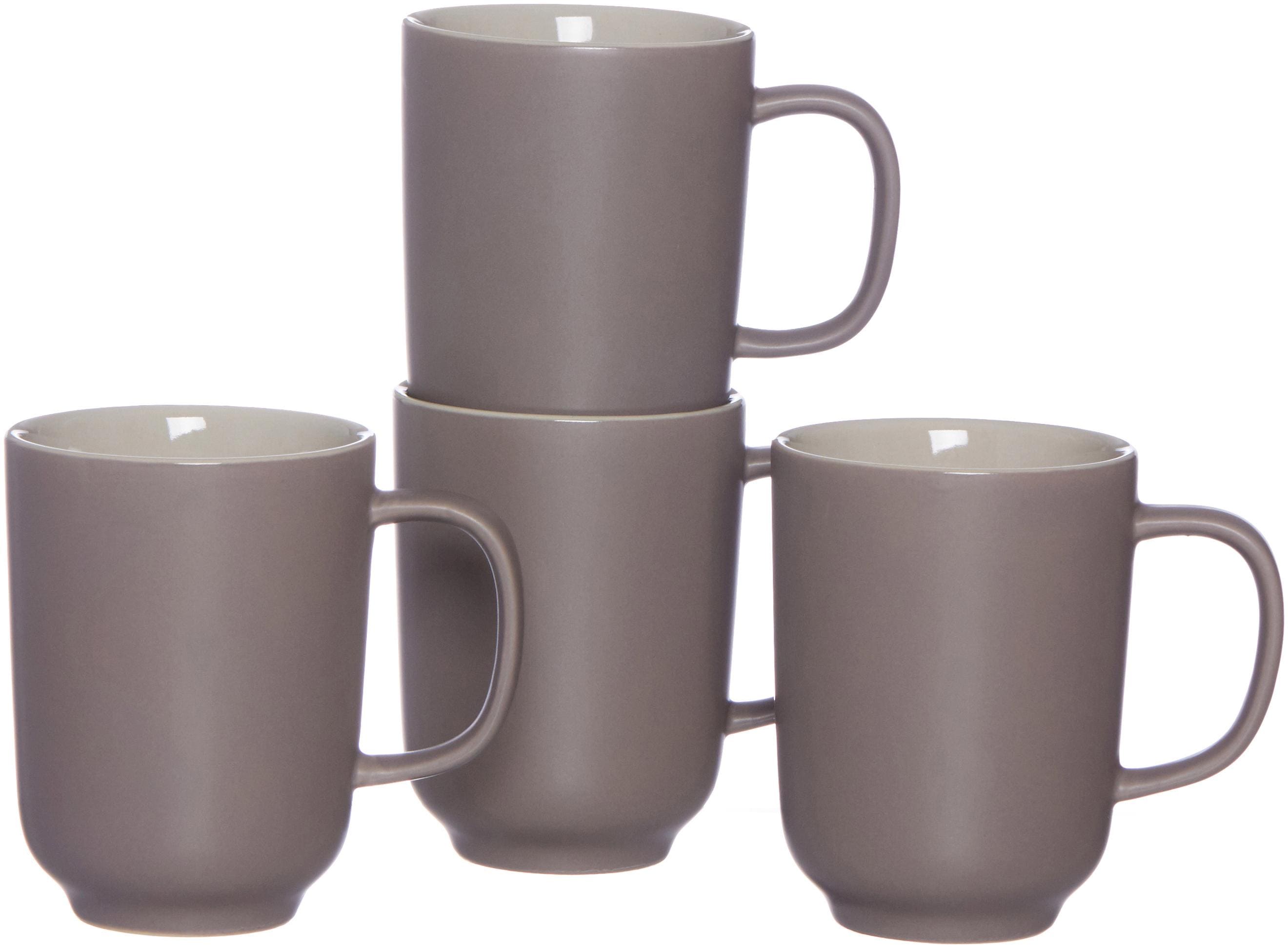 Becher RITZENHOFF & BREKER "Jasper", grau (taupe), H:10cm, Steinzeug, Trinkgefäße, 4-teilig Image