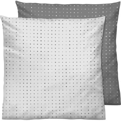Kissenbezug BIBERNA "Mix & Match", grau (grau, punkte), B:40cm L:40cm, Mako-Satin, Obermaterial: 100% Baumwolle, Kissenbezüge, individuell kombinierbar Image