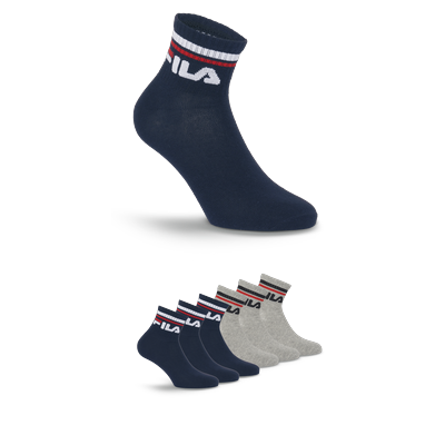Kurzsocken FILA "UNISEX QUARTER PLAIN SOCKS", Damen, Gr. 43-46, blau (navy grau), Baumwollmischung, unifarben, normal, Socken, mit Logo-Schriftzug Image