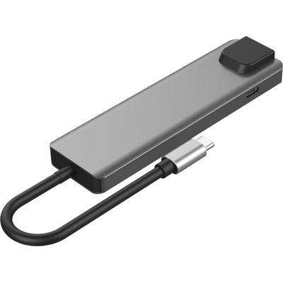 HYRICAN Laptop-Dockingstation "ST-T605 Dockingstation Type-C, 1x RJ-45, 3x USB 3.0, 1x HDMI", grau (anthrazit), B:1,08mm H:12,2mm T:1,08mm, Dockingstationen