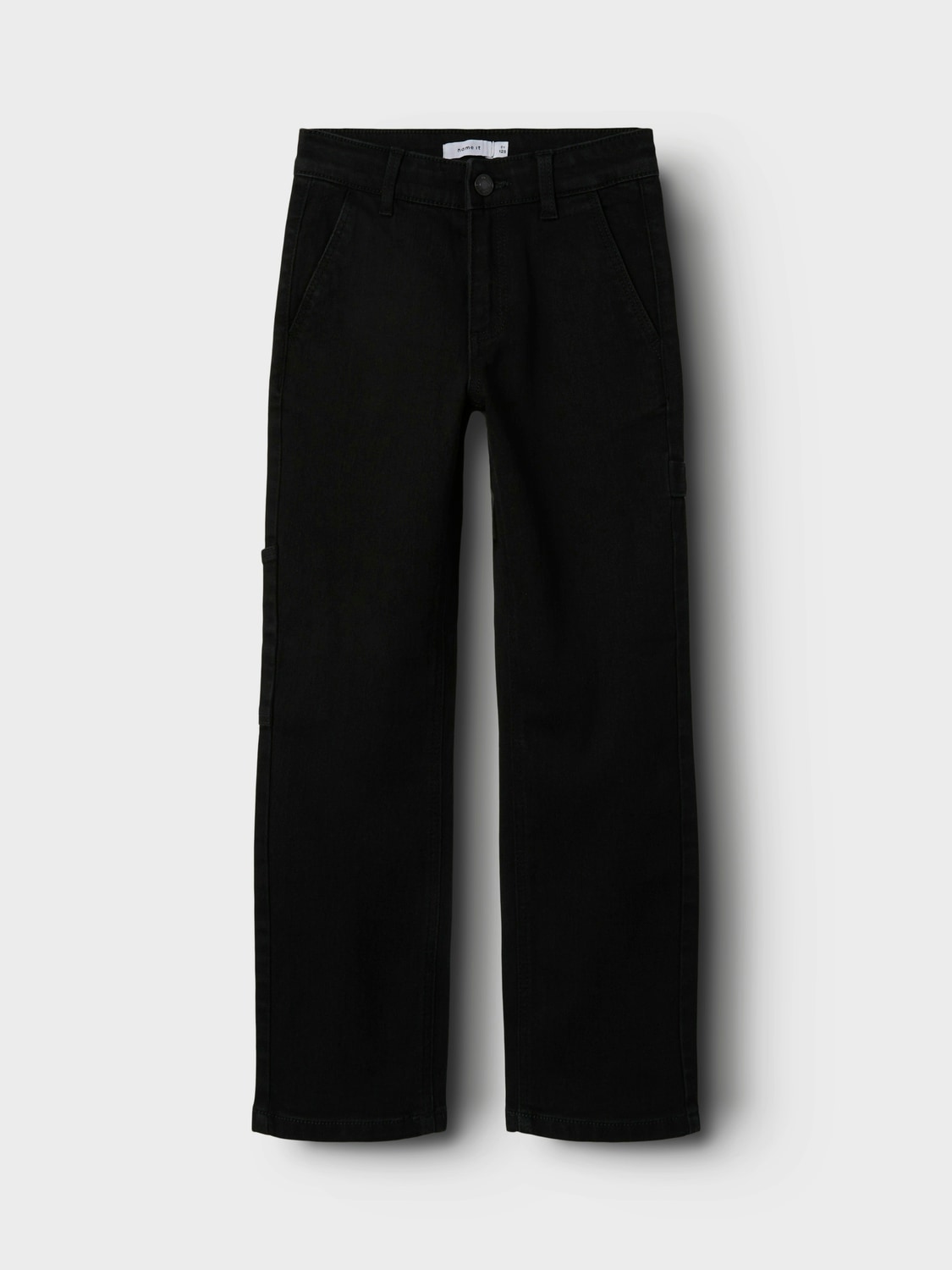Straight-Jeans NAME IT "NKMRYAN STRAIGHT CARP JEANS 2100-IO NOOS", Jungen, Gr. 134, N-Gr, schwarz (schwarz denim), Denim/Jeans, Obermaterial: 75% Baumwolle, 18% Polyester, 6% Viskose, 1% Elasthan, unifarben, straight fit knöchellang, Jeans Image