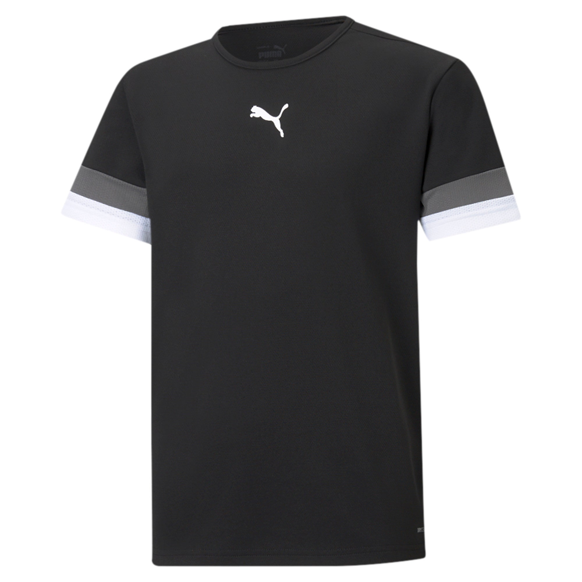 Trainingstop PUMA "TEAMRISE JERSEY JR", Kinder, Gr. 140, schwarz-weiß (puma schwarz, smoked pearl, puma weiß), Netz, Obermaterial: 100% Polyester, unifarben, slim fit normal, Rundhals, Tops Image