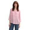Klassische Bluse TOM TAILOR, Damen, Gr. 34, rosa (bright rose vertical stripe), Obermaterial: 100% Viskose, gestreift, casual, regular fit Po-bedeckend, Rundhals, 3/4-Ärmel, Blusen, mit Taschen