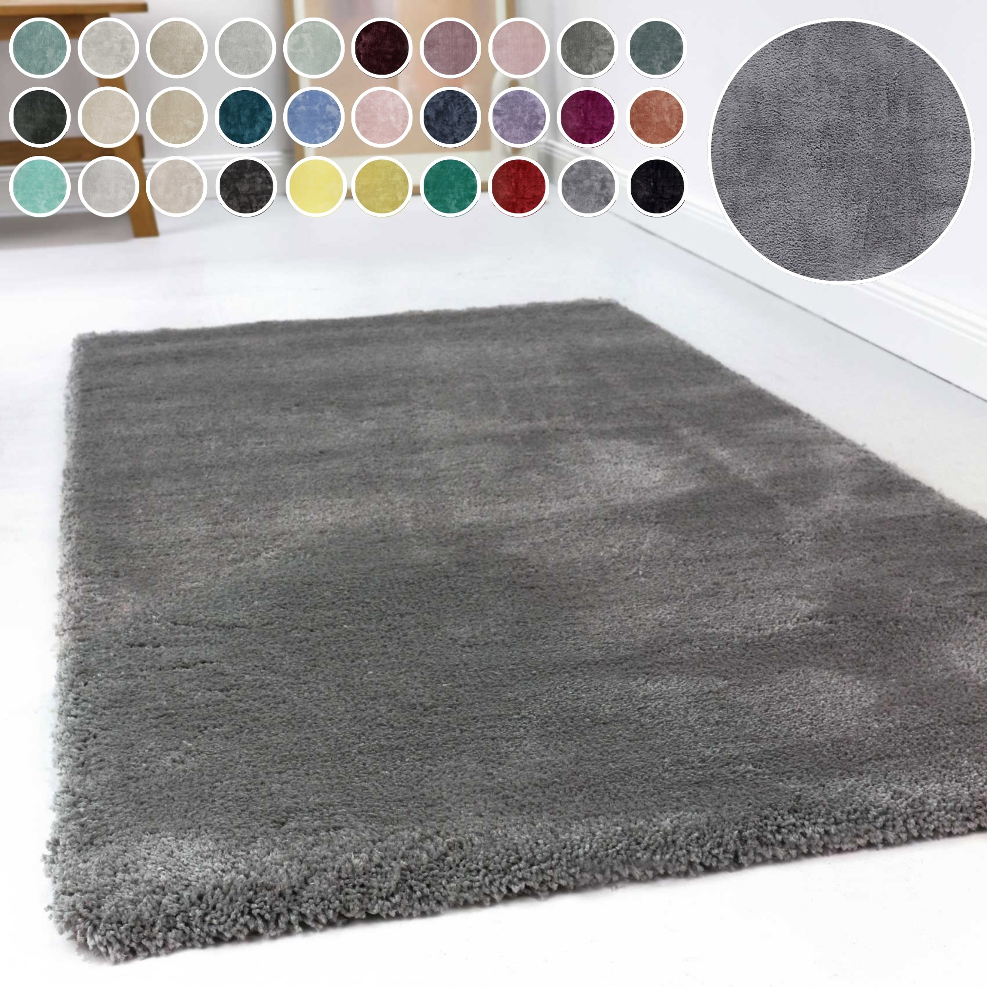 Hochflor-Teppich ESPRIT "Relaxx ESP-4150", grau (grau, taupe), H:25mm Ø:120cm, Kunstfaser, Teppiche, Wohnzimmer, sehr große Farbauswahl, weicher dichter Hochflor