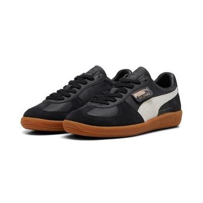 Sneaker PUMA "PALERMO LTH", Gr. 40, puma schwarz, feather gray, gum, Leder, unifarben, sportlich, Schuhe