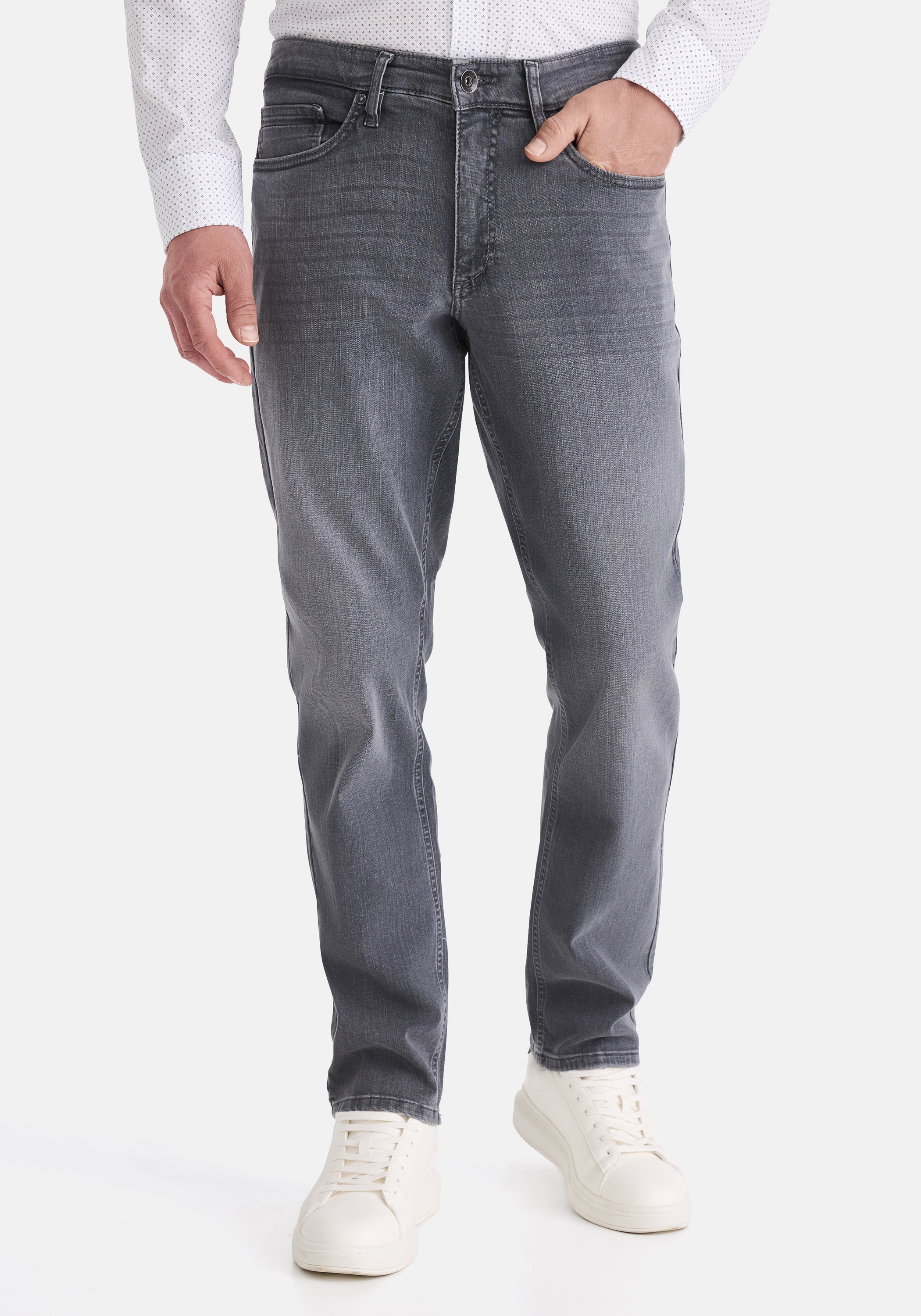 5-Pocket-Jeans STOOKER MEN "Glendale Season Slim Straight Fit Jeans", Herren, Gr. 34, Länge 30, grau (grau used), Denim/Jeans, 98% Baumwolle, 2% Elasthan, eng lang, Jeans 5-Pocket-Jeans, Slim Straight Fit Casual Clean Wash Denim Jeans für Herren