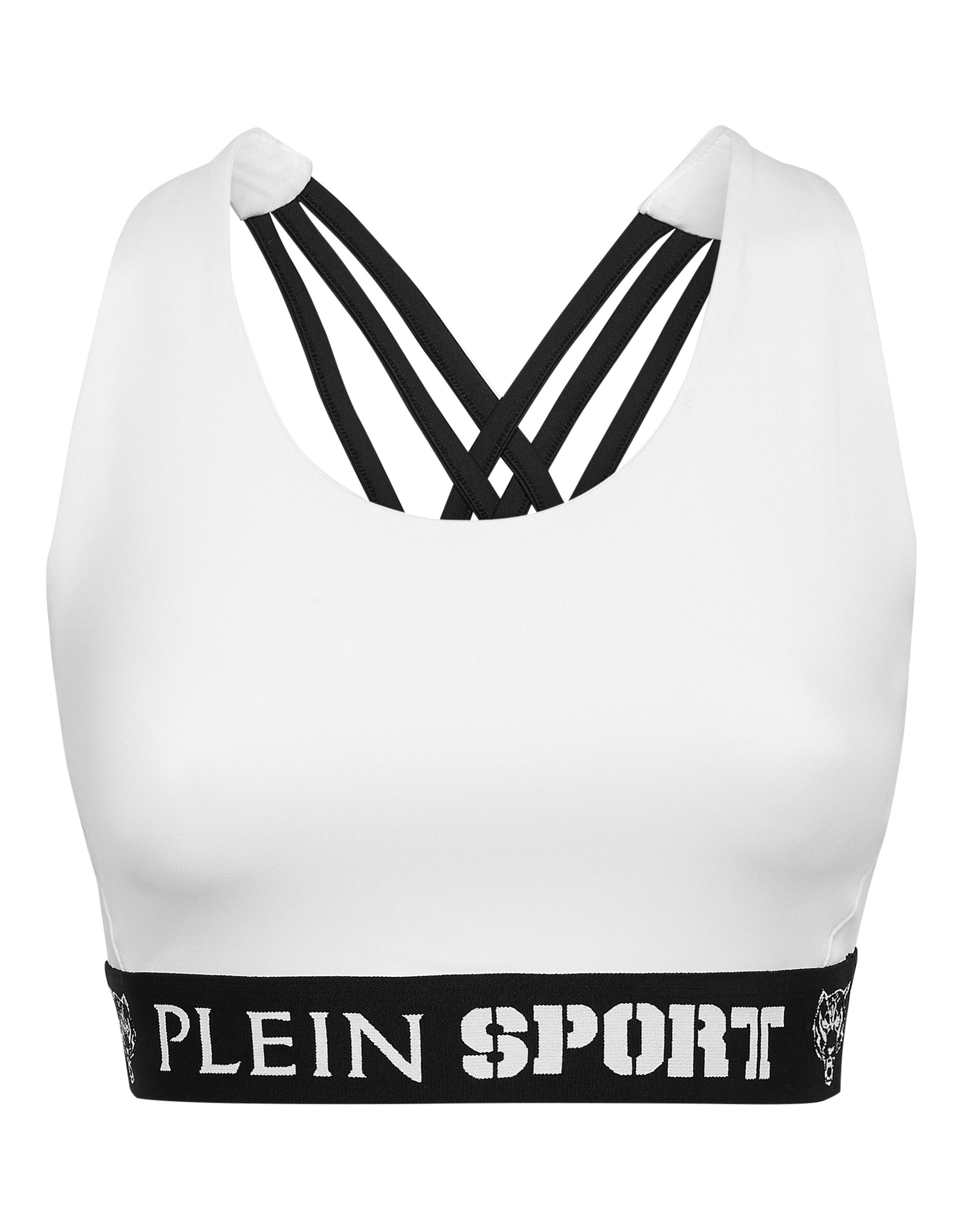 Lauftop PLEIN SPORT "Sport Top", Damen, Gr. XXL, weiß (01, weiß), Obermaterial: 90% Polyester, 10% Elasthan, Tops