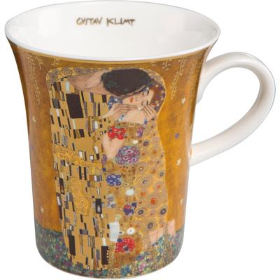 Becher GOEBEL "Der Kuss", bunt, H:11cm Ø:10cm, Fine China-Porzellan, Trinkgefäße, goldfarben Image