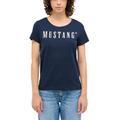 Kurzarmshirt MUSTANG "Damen Style Alma", Damen, Gr. XL, blau (dunkelblau), Jersey, 100% Baumwolle, casual, Rundhals, Shirts