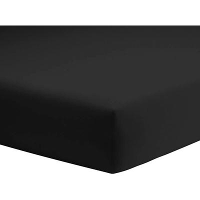 Spannbettlaken SCHLAFGUT "Mako-Jersey aus 100% Baumwolle, Bettlaken", schwarz, B:90-100cm L:190-200cm, Mako-Jersey, Obermaterial: 100% Baumwolle, Laken, für Matratzen bis 20 cm Höhe, in 90x200, 140x200 oder 180x200 cm Image