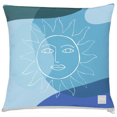 Dekokissen APELT "3980" Gr. 1, blau (blau, gemustert), B:49cm L:49cm, Polyacryl, Dekokissen_Sitzkissen_Kissenhüllen, aus textilem Outdoormaterial, Kissenhülle ohne Füllung, 1 Stück Image