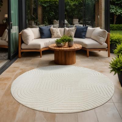 Teppich SANAT "Berlin", beige (natur), H:6mm Ø:120cm, Kunstfaser, Teppiche, In -und Outdoor geeignet, Außenbereich,Terasse, Balkon, modern Image